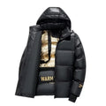 Thickened couple's cold-proof cardigan jacket in style 9956 with white duck down filling and chlorine fibre shell