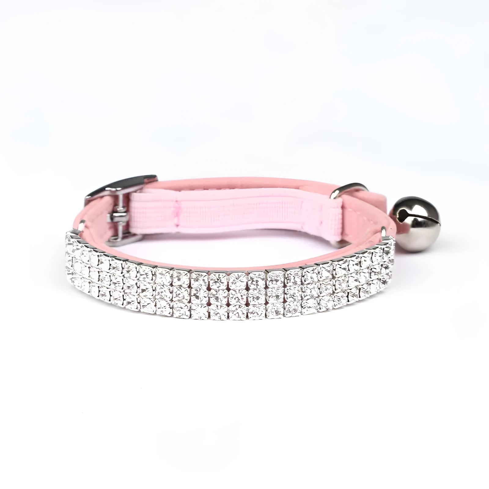 Adjustable velvet cat collar with rhinestones in red, blue, purple, black, or pink.