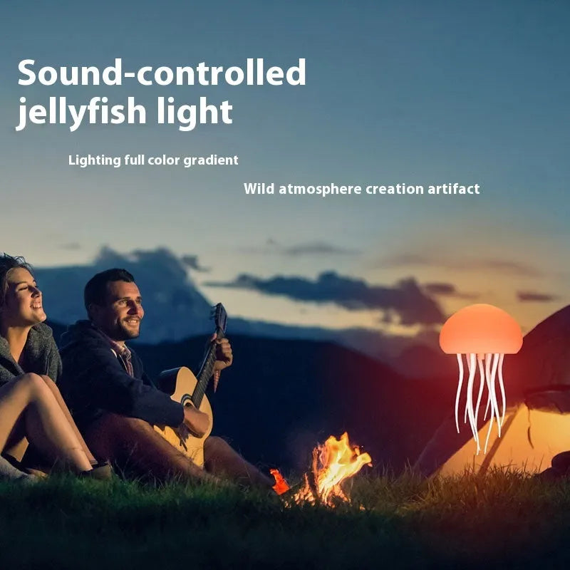 Jellyfish-shaped LED mood lamp with adjustable tentacles and colour-changing bubble effects