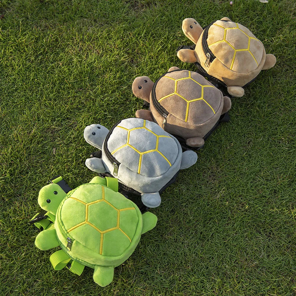 Cartoon turtle shape velvet dog backpack harness vest with metal zipper in brown colour