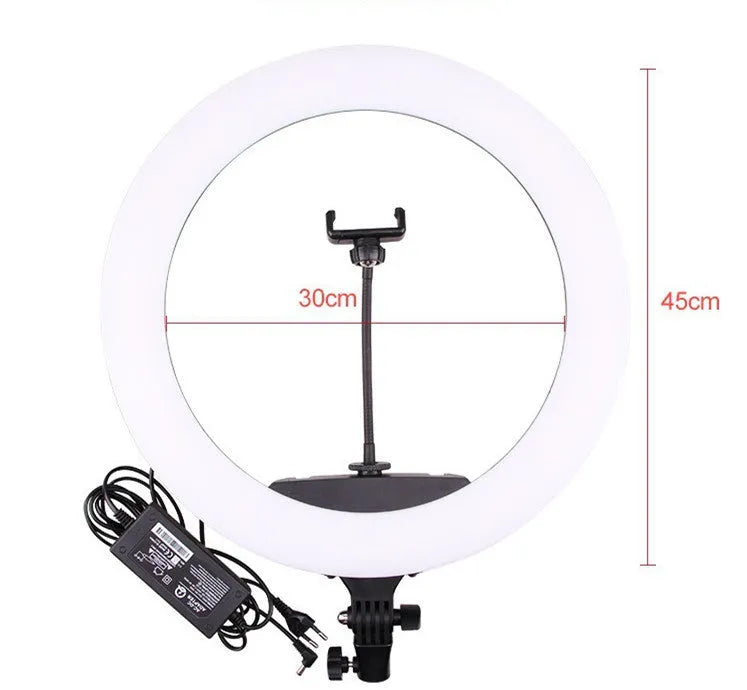 18-inch ring light on 210cm stand with remote control for video streaming
