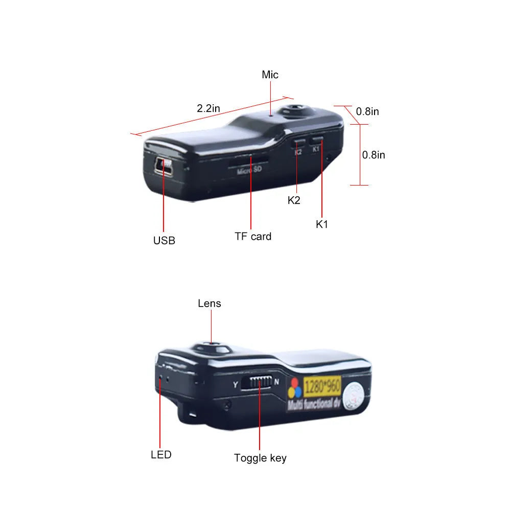 MD80 black mini DV digital camera with CMOS sensor, 1.3 megapixel, 480P video recorder