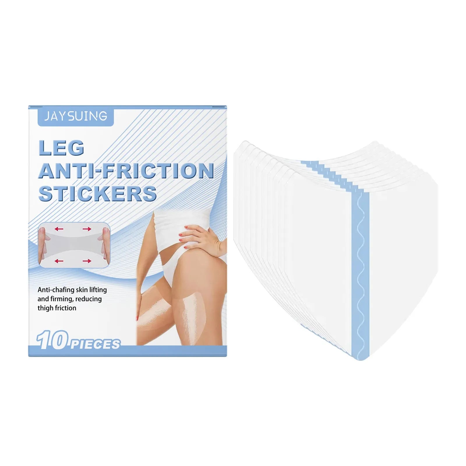 Pack of 10 leg anti-wear patches with sodium hyaluronate and allantoin ingredients