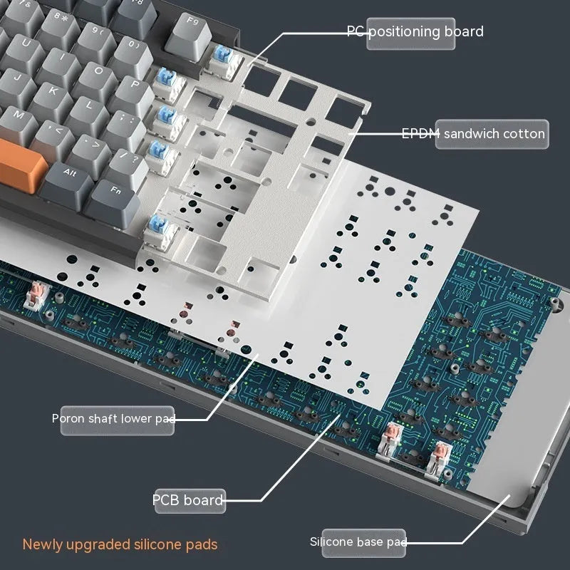 Bluetooth wireless three-mode mechanical keyboard with ABS construction and Type-C cable