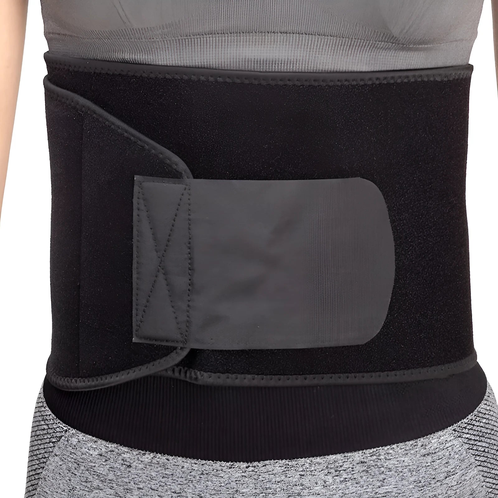 Black adjustable waist belt for yoga fitness with lumbar support