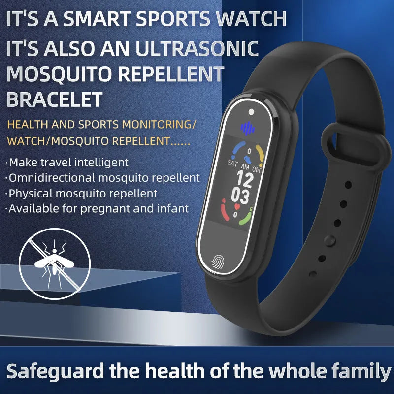 Ultrasonic mosquito repellent bracelet with USB charging in black and white colours