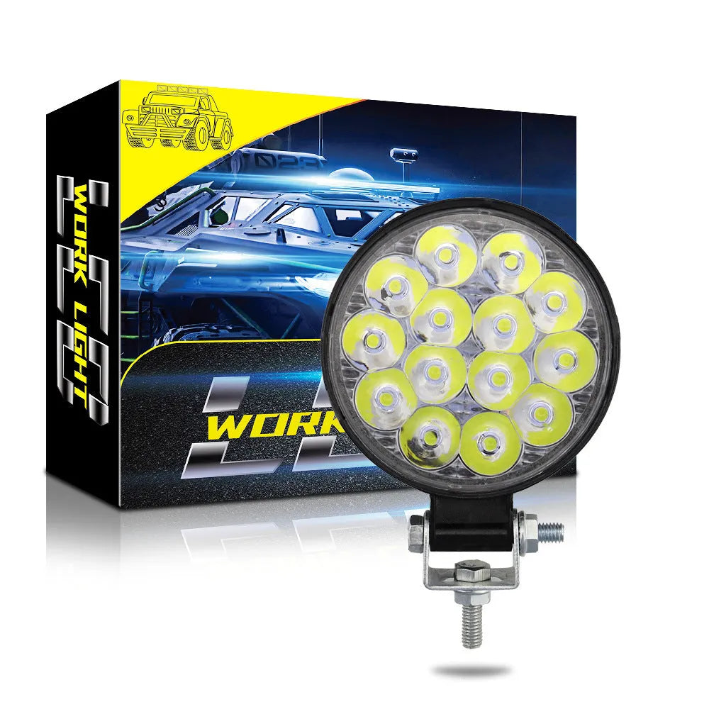 White aluminium LED work lights with round design for automotive and vehicle lighting applications