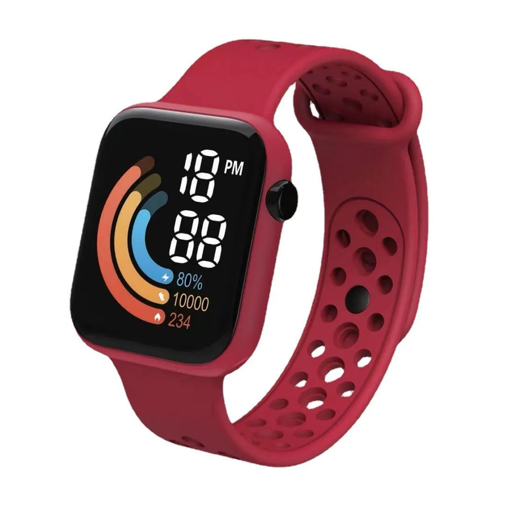 Children's rainbow digital LED watch with plastic strap and 1.8 inch screen in multiple colours