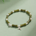 Green aventurine bamboo strawberry crystal bracelet with six stone types and electroplating finish