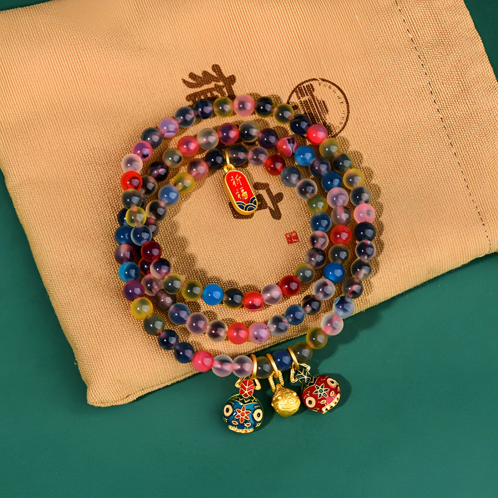Dzogchen half-pond agate bracelet in fragrant grey with sugar heart and swallowing gold beast design.