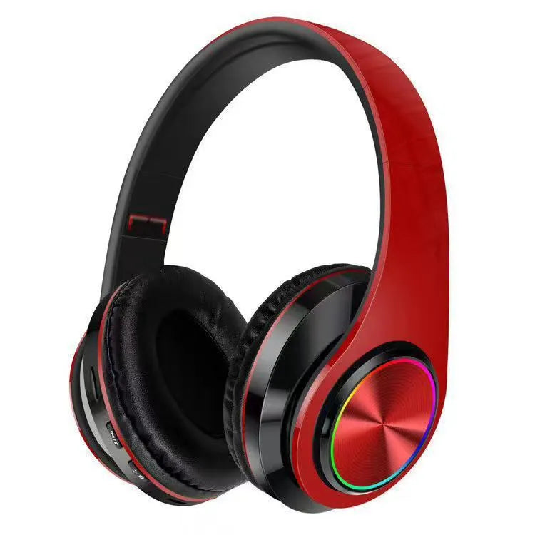 Black wireless Bluetooth gaming headset with head-mounted design and microphone.