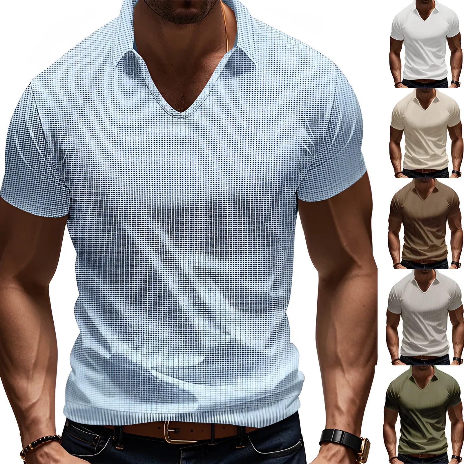 Men's loose fit V-neck short sleeve T-shirt in cotton blend fabric available in multiple colours