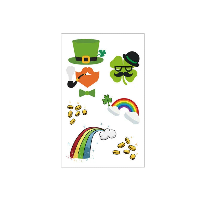 Single sheet of temporary tattoo sticker paper with Irish clover design, measuring 120mm by 75mm.