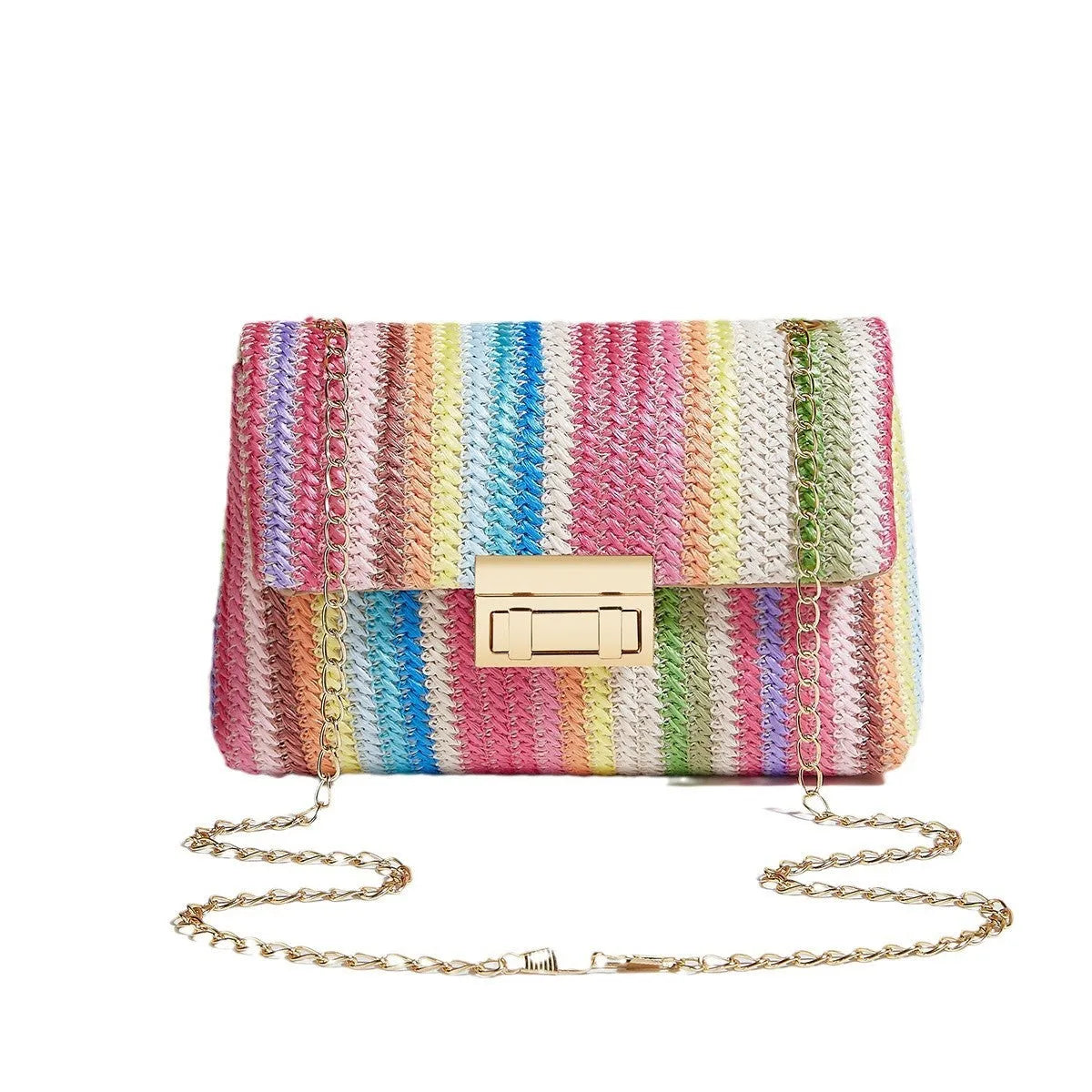 Soft straw women's cross-body bag with square shape and mobile phone compartment in blue colour