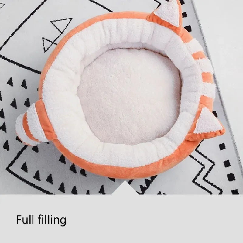 Plush dog bed mat in grey with non-skid bottom, size S 35x35x18cm, for small dogs and kittens