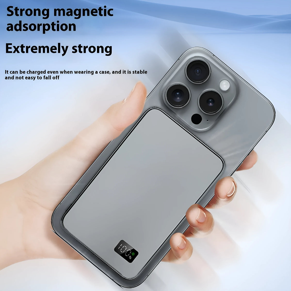 Three-in-one wireless magnetic fast charge power bank in alloy shell, 104x66x7.8mm, black gray blue purple, 5000mAh or 10000mAh