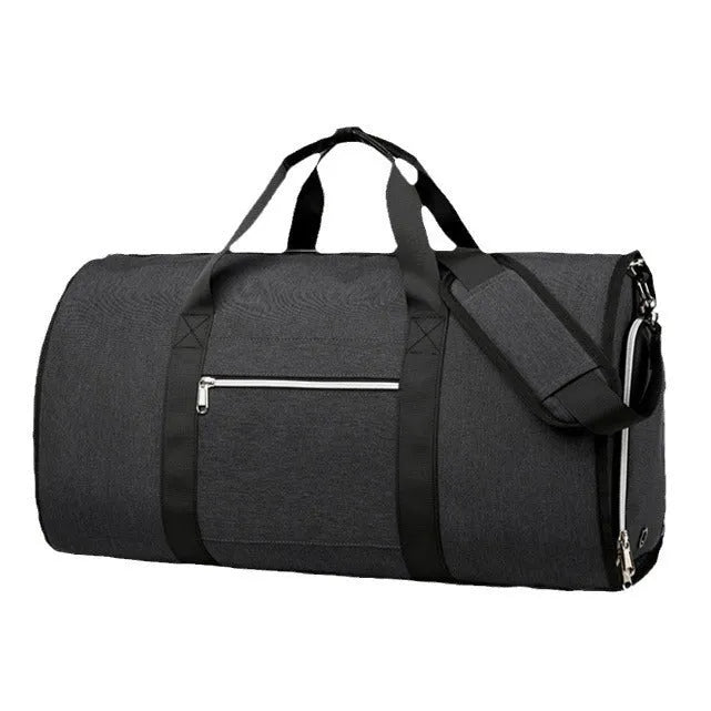 Waterproof Oxford cloth storage bag in grey colour showing dry-wet separation compartments and breathable lining.