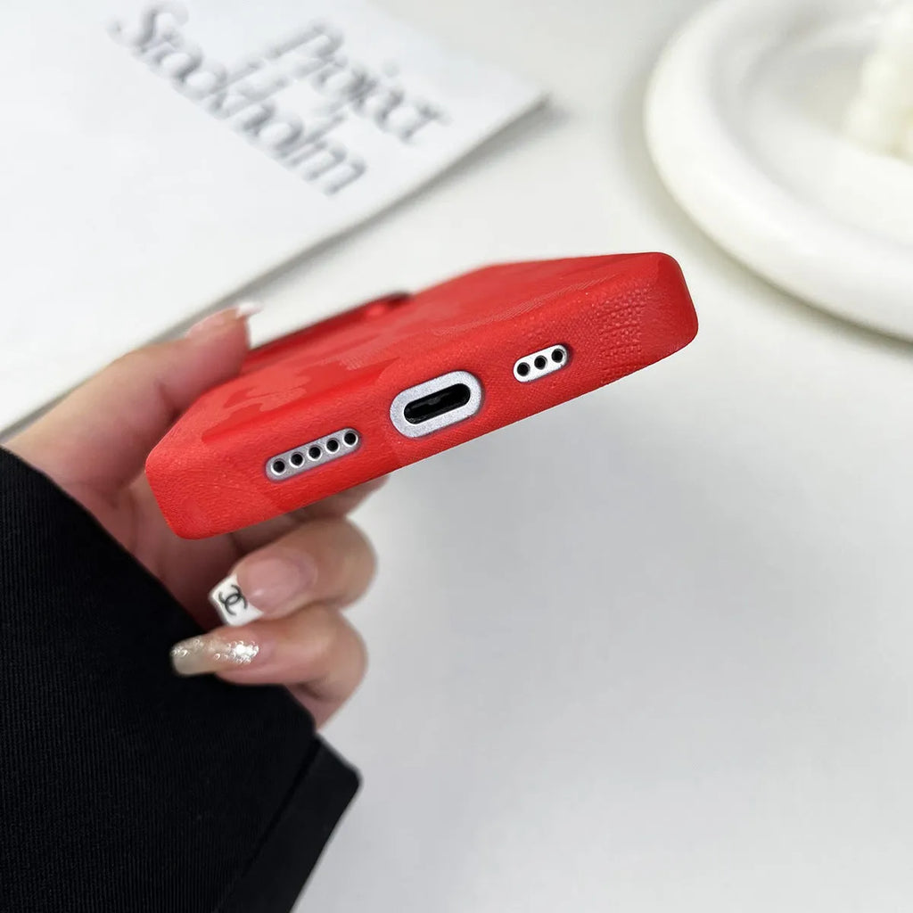 Leather camouflage magnetic phone case for iPhone in Emma Orange colour, shockproof and anti-fall protection