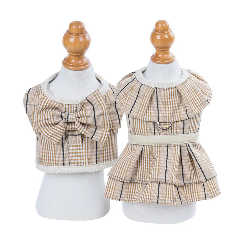 Polyester chest strap dog harness with adjustable rope lead in milky white or purple colours