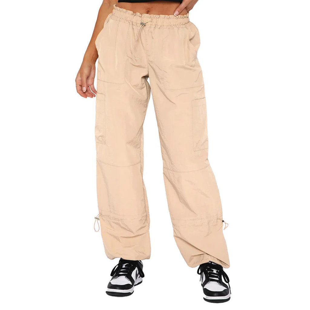 Straight-leg cargo casual pants with multiple pockets in various colour options