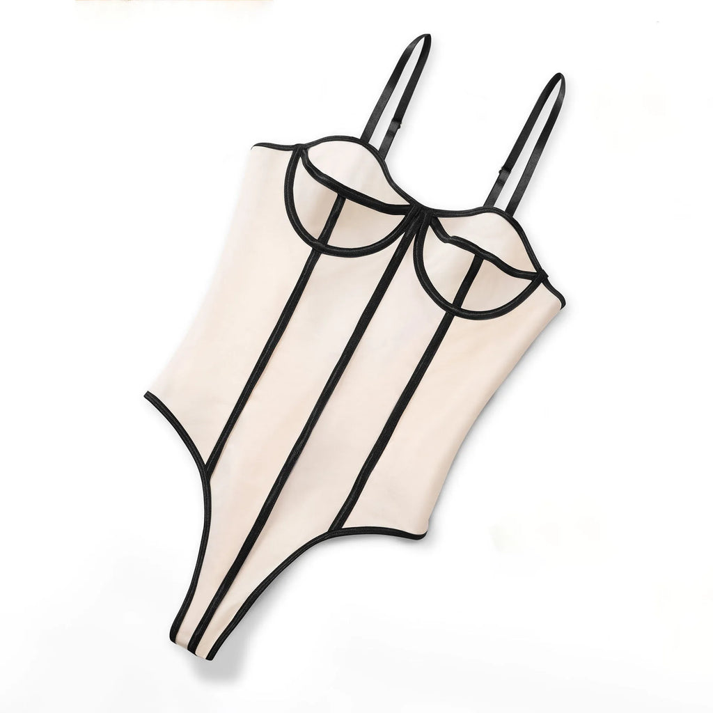Women's contrast colour bodybuilding jumpsuit with sleeveless design and hollow out details