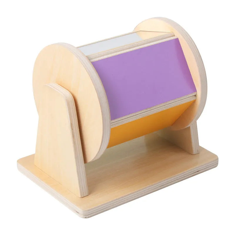 Wooden five-sided textile drum for infants aged 0-3 years, 17.5 x 15 x 12.5 cm, 042 colourway