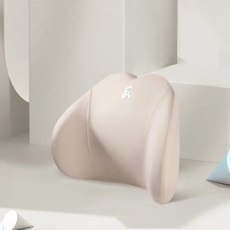 Heart-shaped car pillow set in various colours for lumbar and headrest support.