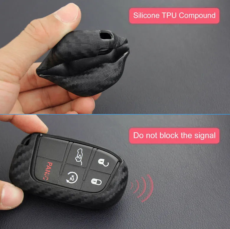 Silicone protective case for Dodge Chrysler Fiat car remote key with keychain loop