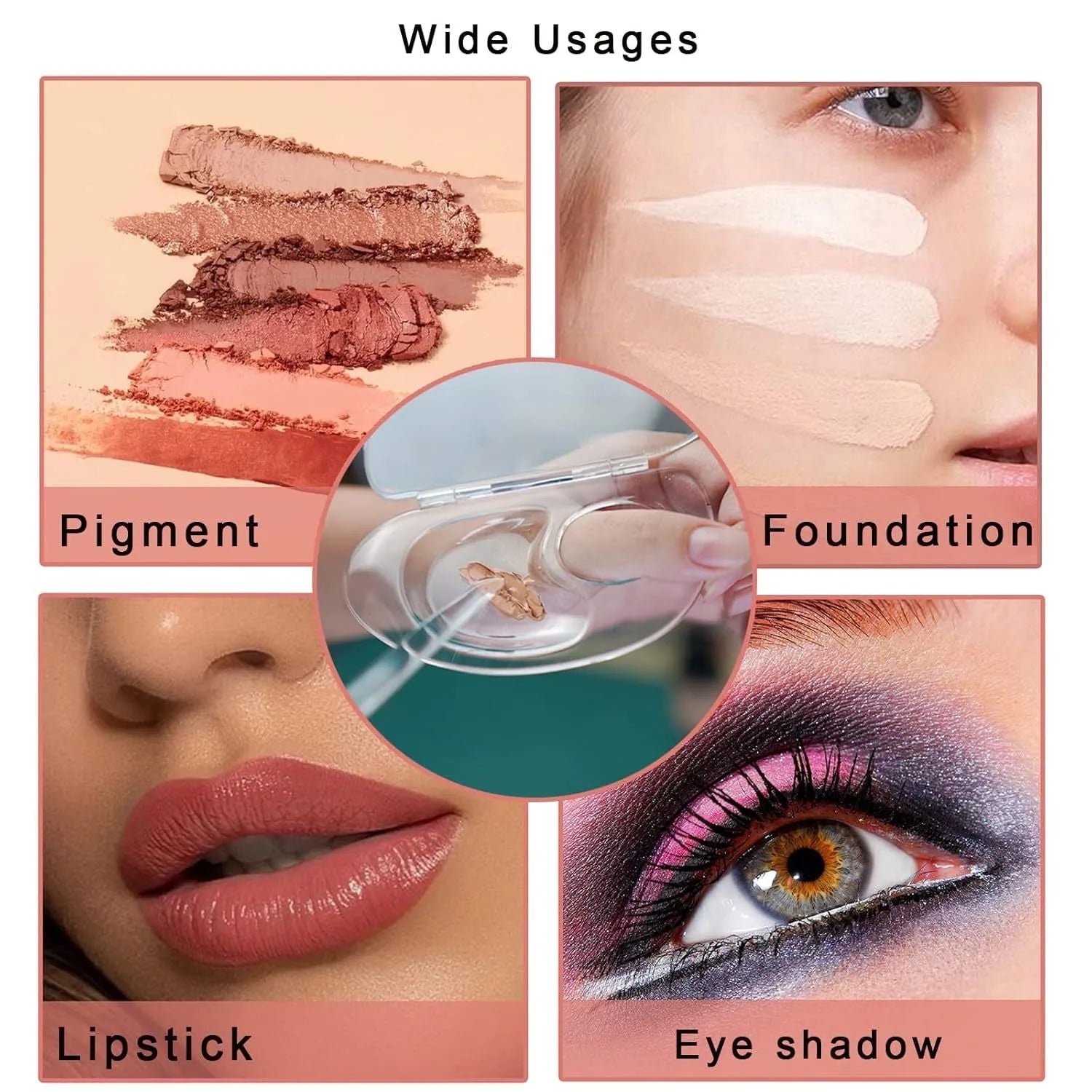 Transparent acrylic makeup mixing palette with storage groove and colour test areas