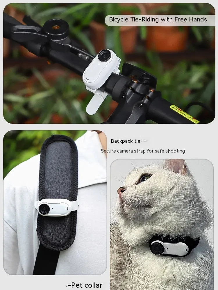 Black silicone collar camera for pets with wireless recording, USB charging, indoor outdoor use