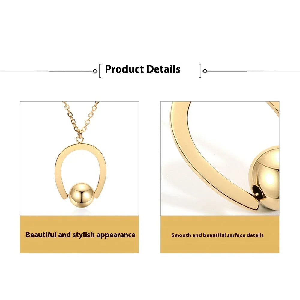 Gold stainless steel geometric pendant necklace on a cross chain, adjustable from 21cm to 50cm
