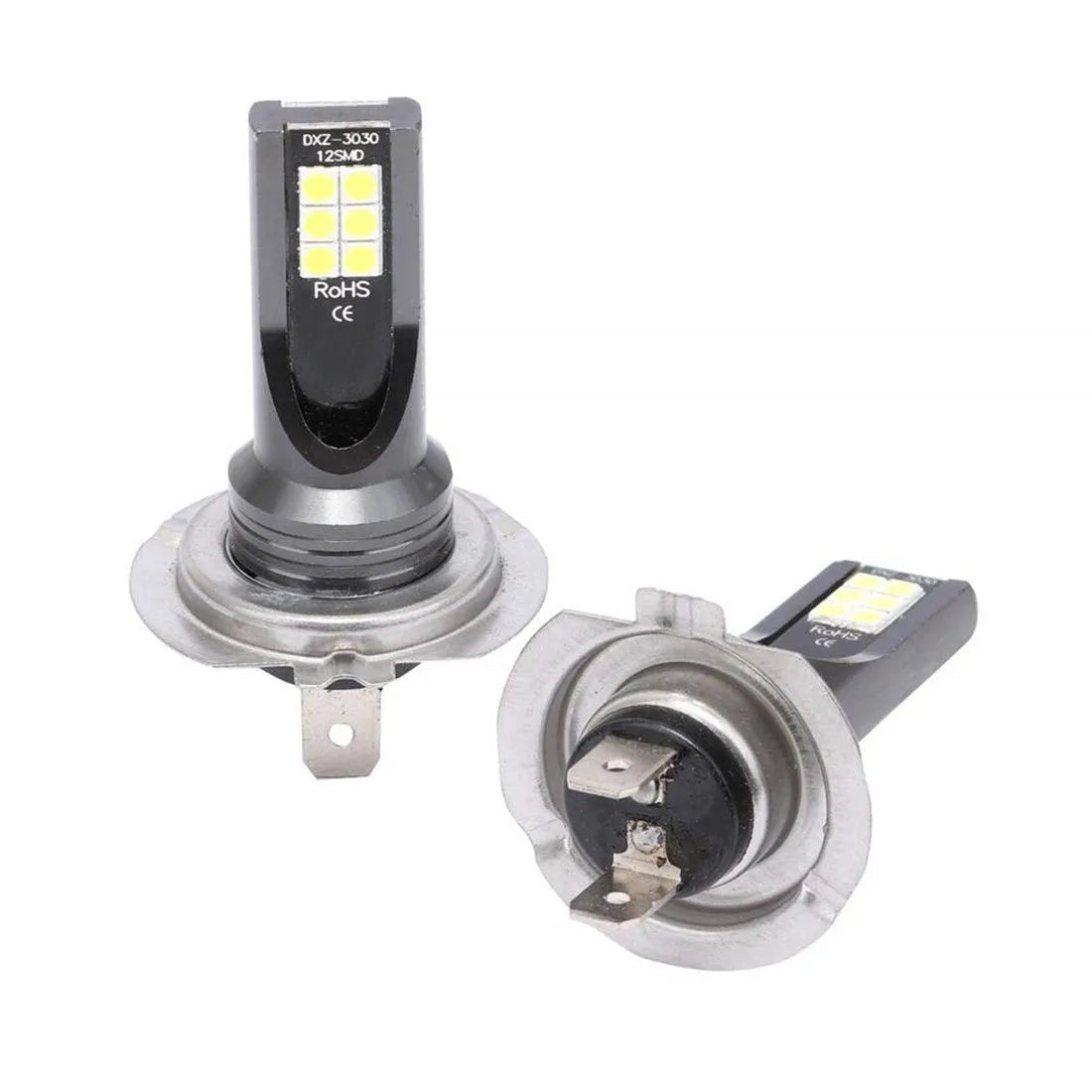 H7 110W LED car fog light bulb with aluminium body and 12 SMD LEDs.