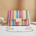Soft straw women's cross-body bag with square shape and mobile phone compartment in blue colour