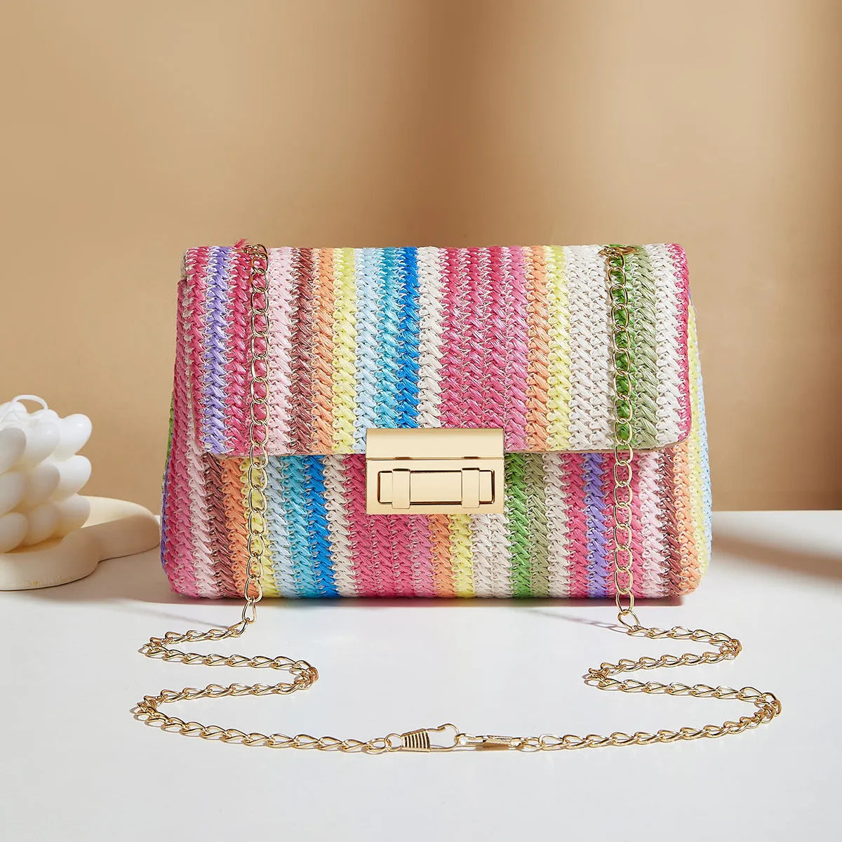 Soft straw women's cross-body bag with square shape and mobile phone compartment in blue colour