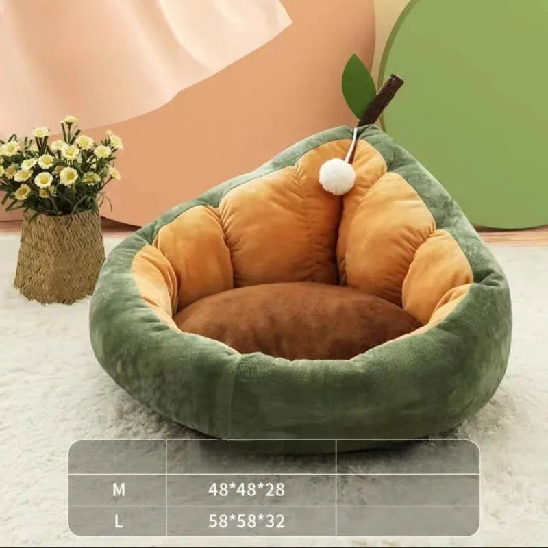 Soft cotton cat dog bed nest in coffee colour, size L 58cm
