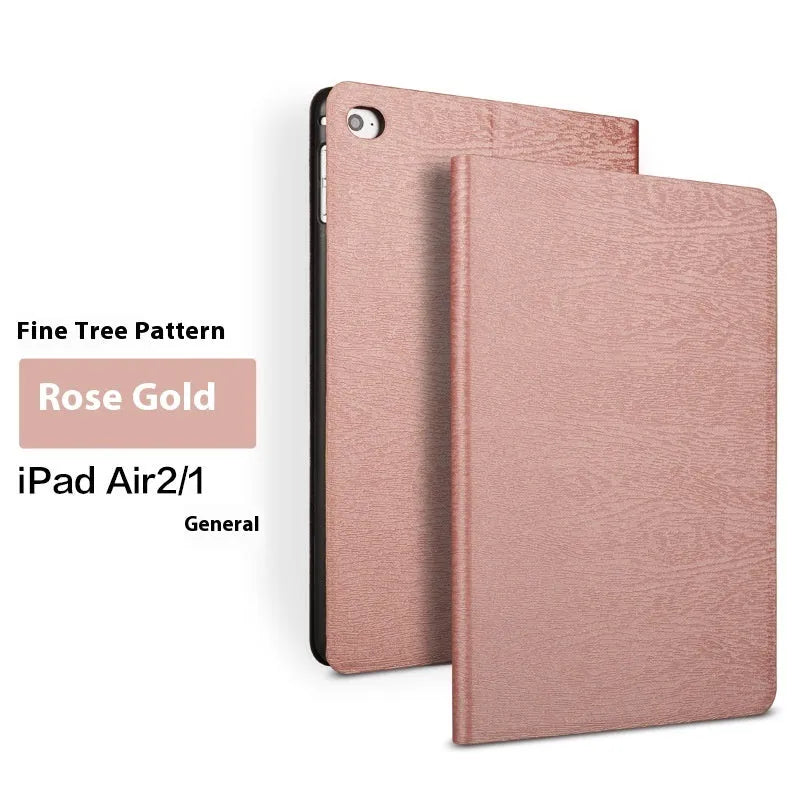 Imitation leather iPad protective case with built-in stand bracket in black and sapphire blue colours.