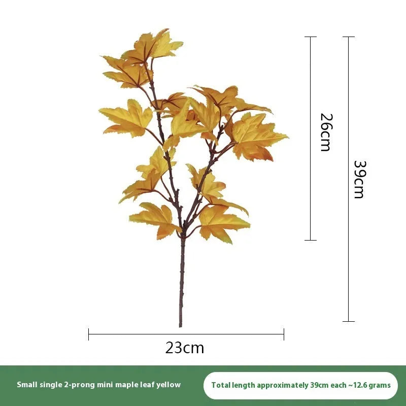 39cm artificial maple leaf stem in autumn brown, orange, green or yellow for indoor flower arrangements