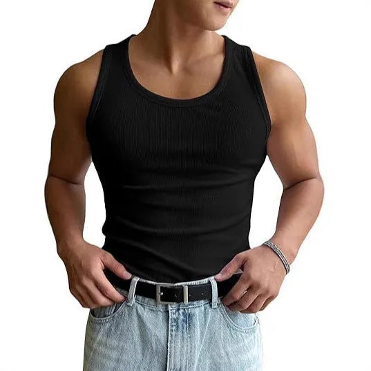 Men's tight-fit round neck workout t-shirt in polyester with wool lining, shown on a mannequin.
