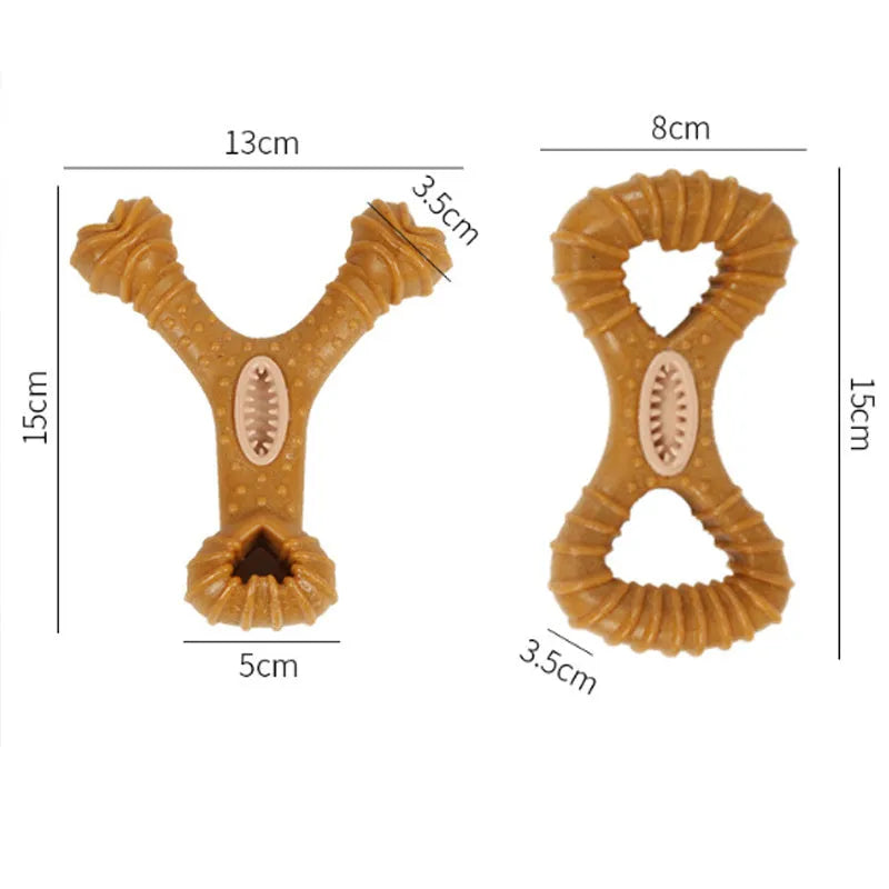 Durable dog chew bone toy in 8-shape and Y-shape designs for dental cleaning and interactive play