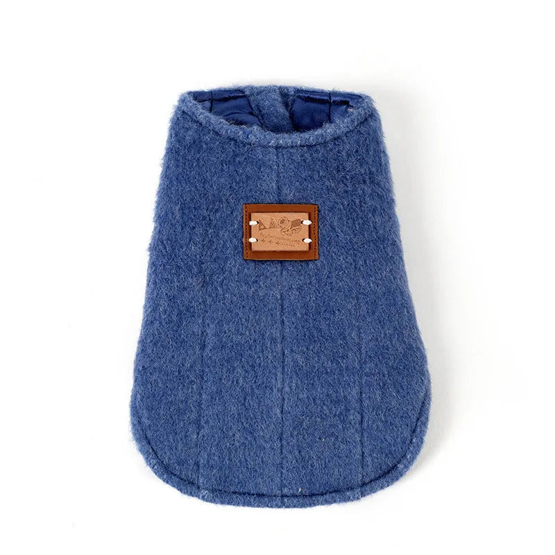Cotton Korean-style cashmere vest dog jumper for small dogs in blue, red, or yellow