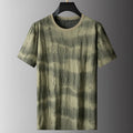 Men's grey plus size loose fit t-shirt on a hanger, showing short sleeves and round neck.