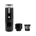 Black portable coffee machine for K-Cup capsules with car charger compatibility