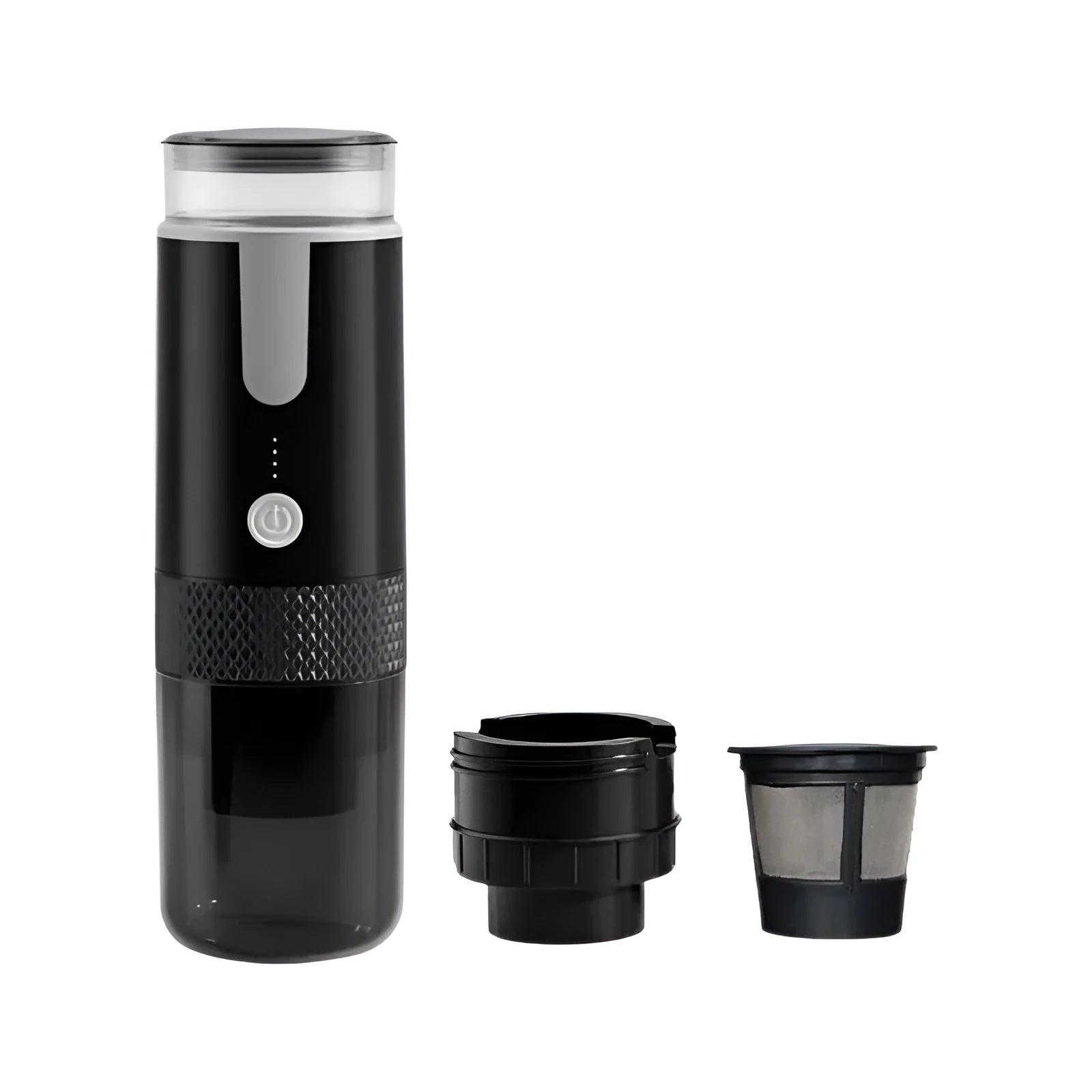 Black portable coffee machine for K-Cup capsules with car charger compatibility