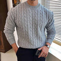 Men's thick needle turtleneck sweater in light grey, polyester pullover for autumn winter, sizes S-XXL