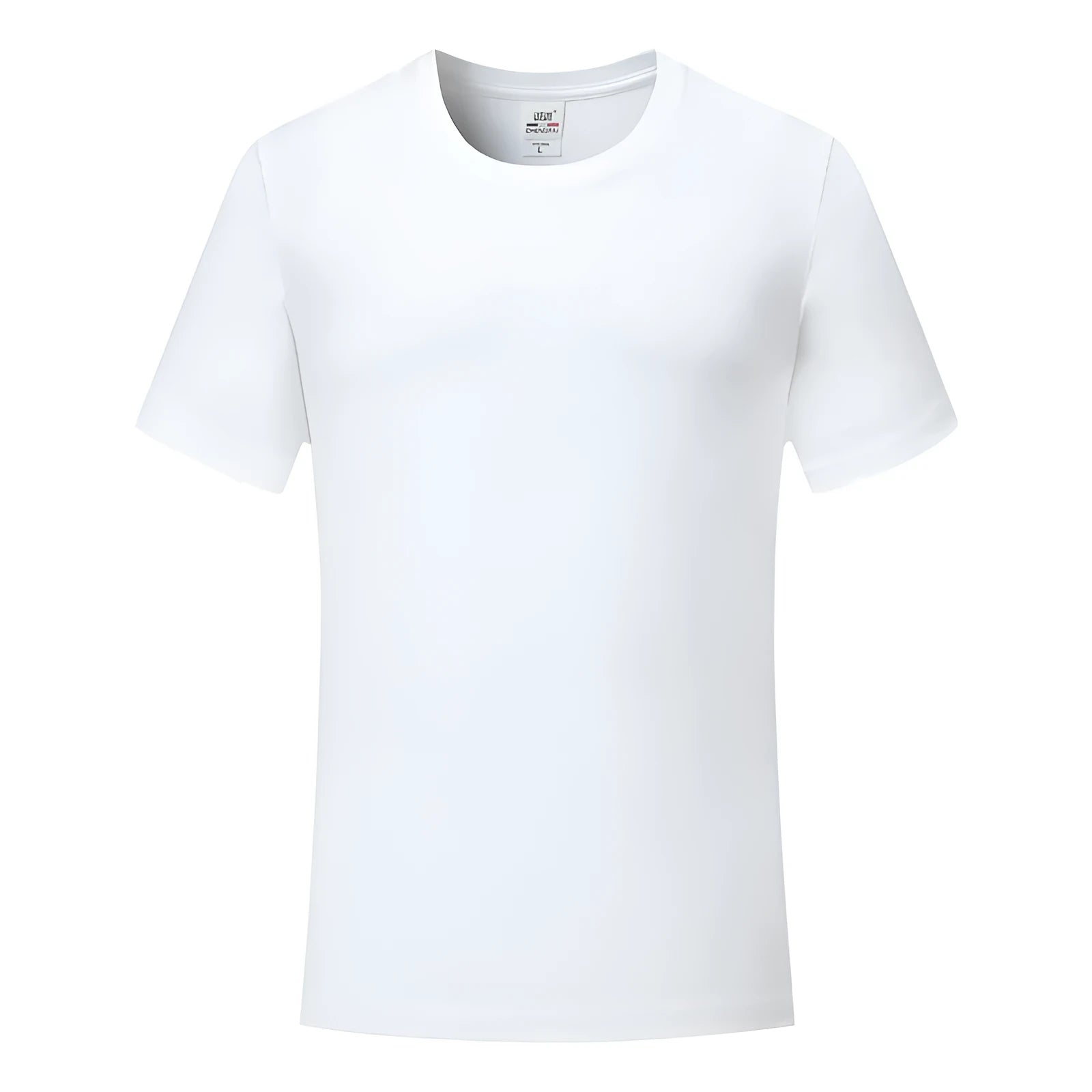 Man wearing loose grey cotton round neck t-shirt overalls with short sleeves.