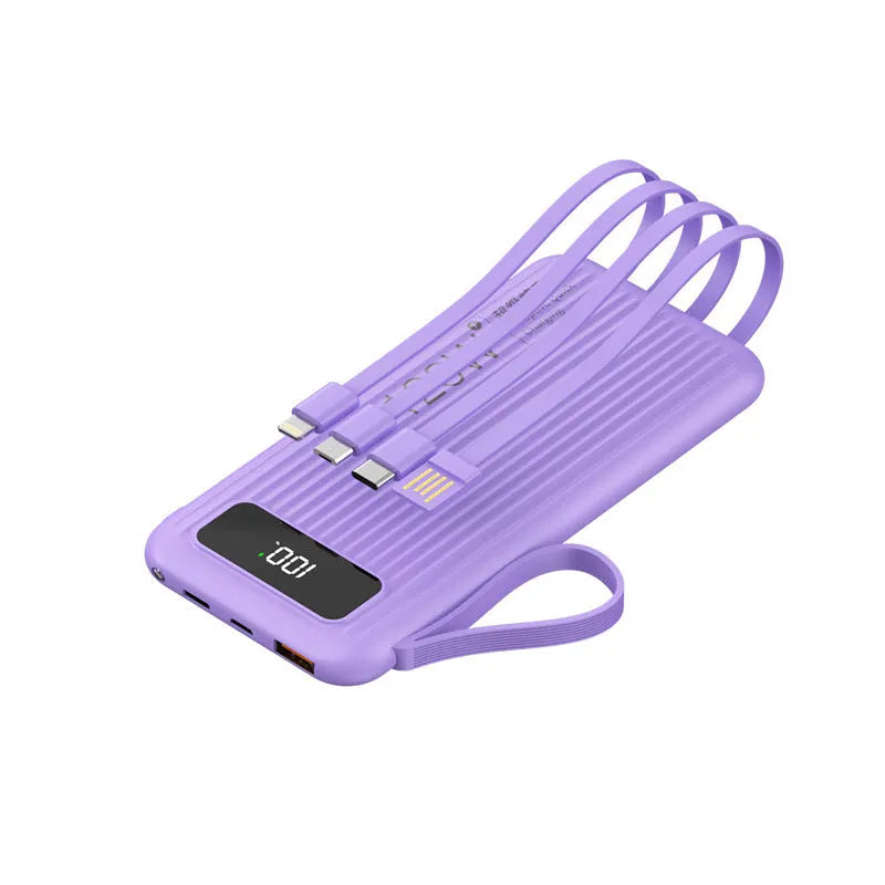 Super fast charge 20000mAh portable power bank with digital display in compact plastic shell