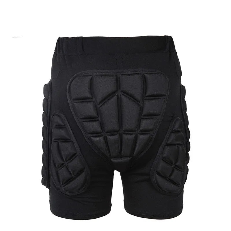 SULAITE black roller skating hip protection pants with sponge padding, front view