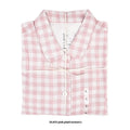 Double-layer cotton yarn pajama set in plaid design for men and women, includes top and trousers in multiple colours