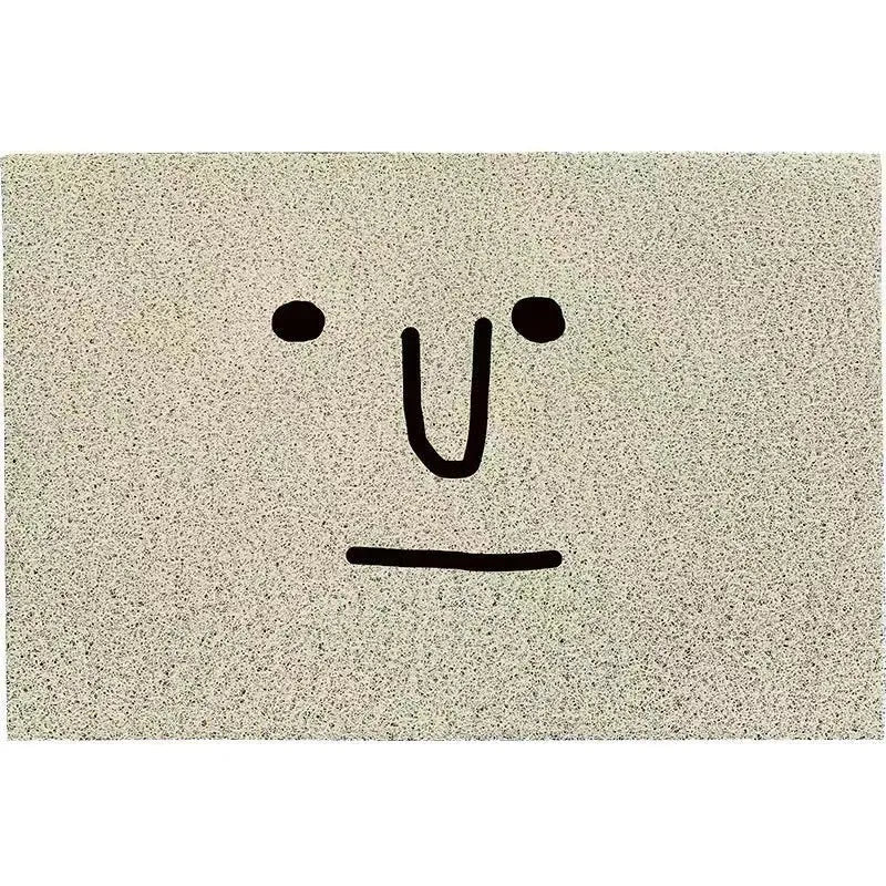 Cartoon Mr. Big Nose facial expression PVC floor mat with geometric pattern, square shape