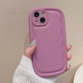 TPU phone case with ribbon wrist lanyard for Apple iPhone, three-dimensional decorative texture, purple colour option